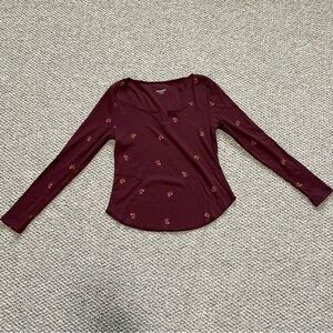 Old Navy Long-Sleeve Rib-Knit T-Shirt Size Medium Petite